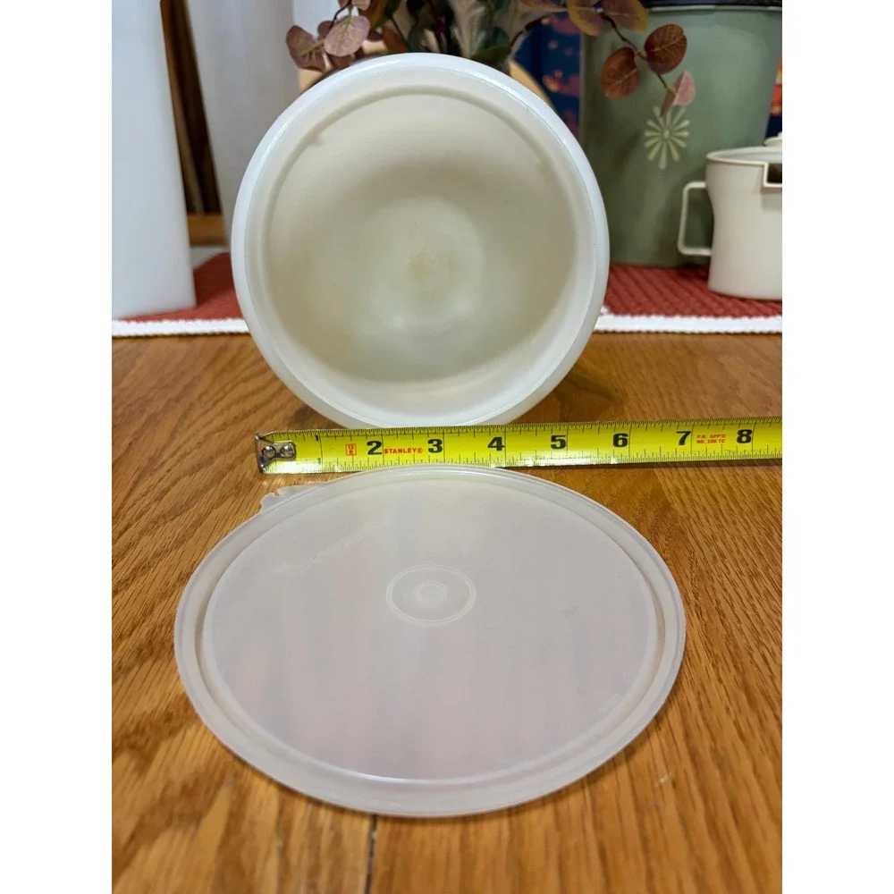 Tupperware Wonderlier Mixing Bowl 270-6 Sheer White with Lid Vintage 6 inch